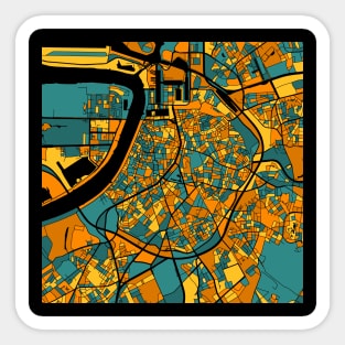 Antwerp Map Pattern in Orange & Teal Sticker